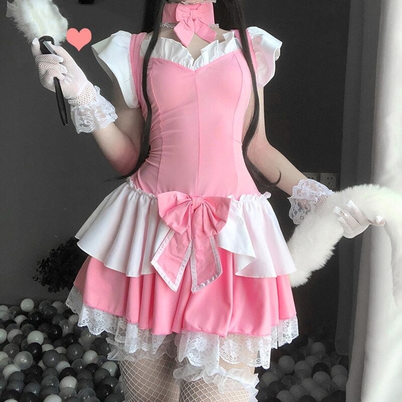 Pink Sexy Maid Costume Maid Cosplay Maid Roleplay Sex Etsy