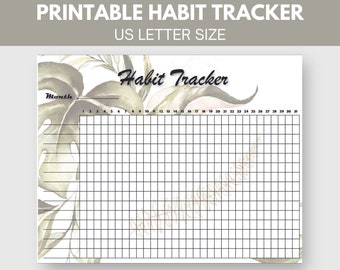 Floral Daily Habit Tracker Monthly Printable, Goal Planner, Habit Tracker, Habit Stacking Tracker