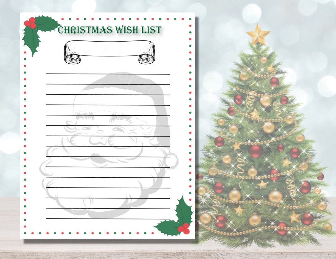 Christmas Wish List PDF Printable Vintage Santa Claus Wish List Etsy