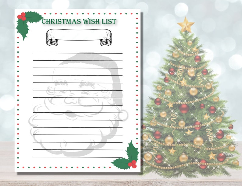 Christmas Wish List PDF Printable Vintage Santa Claus Wish Etsy