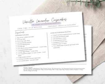 Plantilla de tarjeta de recetas vintage: Diseño minimalista, editable en Canva (descarga digital)