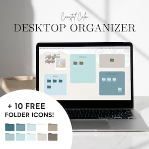 Coastal Desktop Wallpaper Organizer: Strand Theme, Ordner Icons (Digitaler Download)