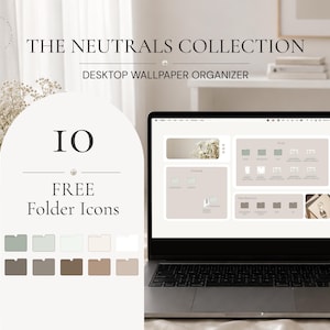 Minimalistisches Desktop-Organizer-Hintergrundbild, ästhetische Ordnersymbole (PNG-Download)