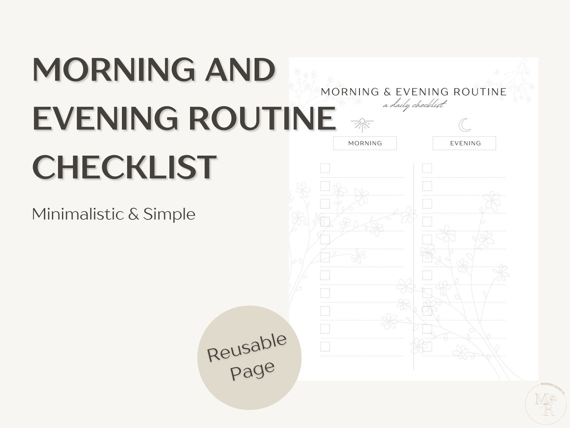 Daily Routine Checklist: Morning & Evening Planner (digital Download ...