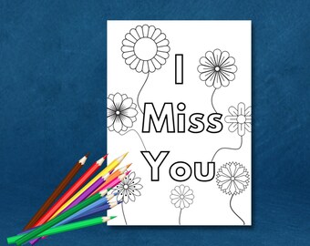I Miss You Coloring Sheet, Simple Design