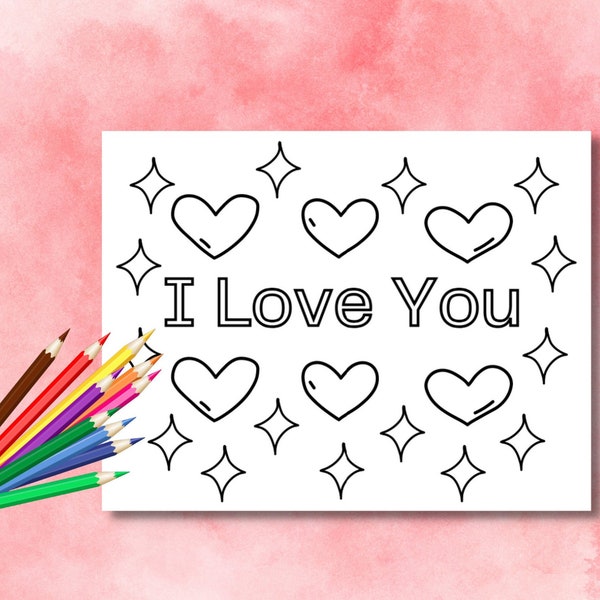 I Love You Coloring Sheet, Simple Design