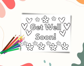 Get Well Soon Coloring Sheet, Simple Design
