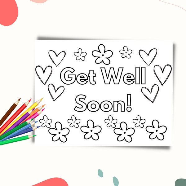Get Well Soon Coloring Sheet, Simple Design