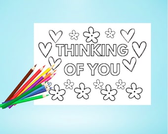 Thinking of You Coloring Sheet, Simple Design