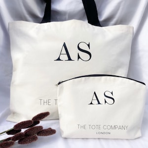 Personalised Canvas Tote Bag and Cosmetic Wash Bag Bundle