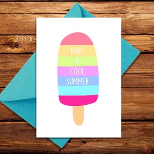 Passez un été cool carte imprimable, carte numérique, carte d'été, carte imprimable pour l'été, téléchargement immédiat, crème glacée, été