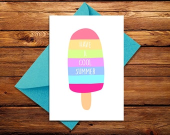 Have a cool summer printable card, Digital Card, Summer card, Printable card for summer, Instant download, Ice Cream, Summer
