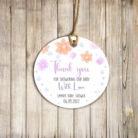 Editable Baby Shower Tag Printable Thank You for Showering Etsy
