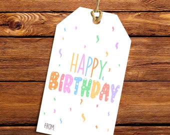 PRINTABLE happy birthday tag, Happy Birthday tag, Birthday tag, Gift birthday, Printable Birthday tag, Instant download