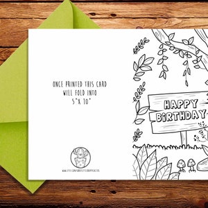 Wald Karte zum Ausmalen, Karte zum Geburtstag, Weihnachten, Geburtstagskarte, Waldtiere, Waldtiere, Waldlandschaften