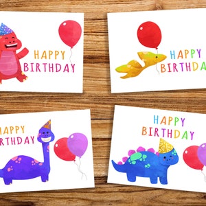 Printable Dinosaur Birthday Cards for Kids, Instant Download, Birthday cards Cutouts, Dino party cards, Dinosaur Card, printable card
