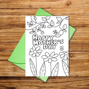 Printable Mother&#39;s day card, Gift for mum, Happy mother&#39;s day card, Coloring Mother&#39;s day card, Coloring greeting card, coloring mummy card
