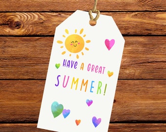 PRINTABLE Have a Great Summer Tag, End of School Year Tag, Summer Gift tag, Gift Tags, Printable Teacher Tag, Heart tag, Student Gift Tags