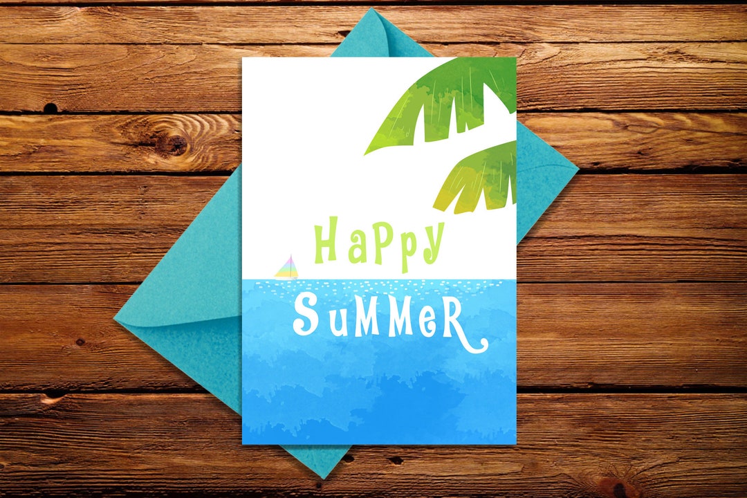 Printable Happy Summer Card, Printable Card, Digital Card, Instant