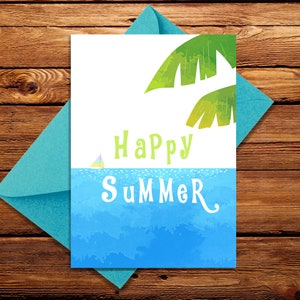 Afdrukbare vrolijke zomerkaart, afdrukbare kaart, digitale kaart, Instant download