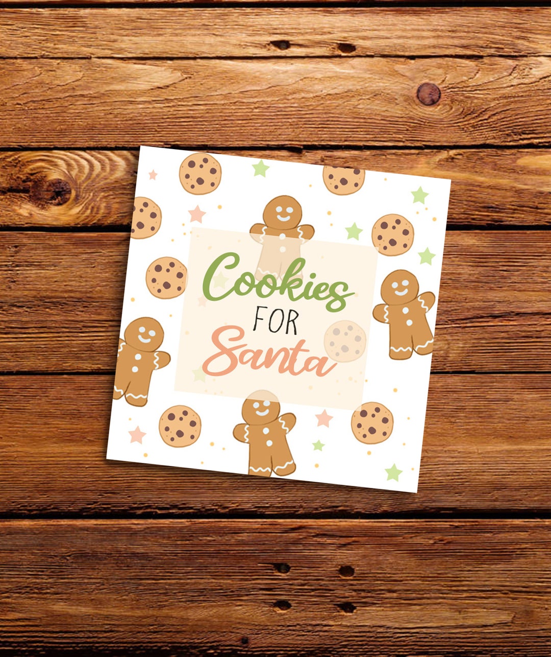 Printable Cookies for Santa Tag, Christmas Cookie Tag, Holiday Gift