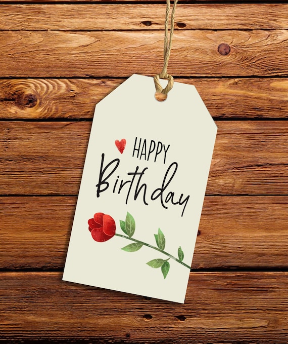 Gift Tag - Happy Birthday Script White Gift Tag - Happy Birthday Script White
