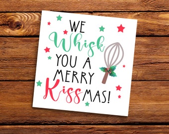 We Whisk You a Merry Kissmas square tag, Printable Christmas tag, Christmas gift tag, Holiday gift tag, Instant download