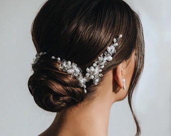 Bridal hair piece, Pearl hair piece, Floral hair piece, Pearl bridal comb, Floral hair comb, Bride hair comb, Flower hair pins