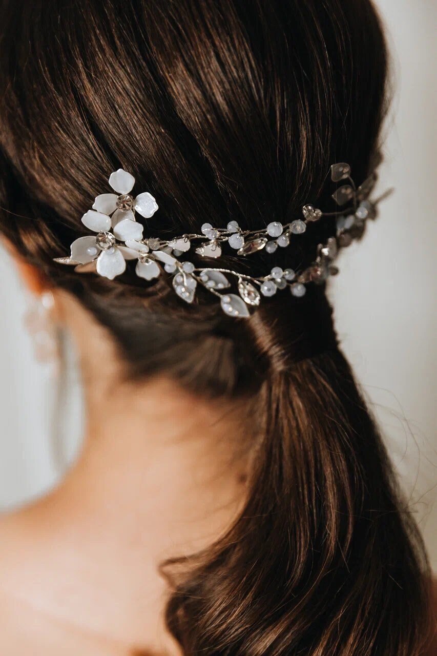 Bridal hair piece, Wedding hair piece, Bridal hair vine, Bridal hair comb, Flower hair comb, Pearl bridal comb, Flower hair pins, Veil comb