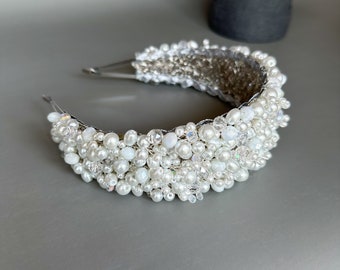 Wedding headband for bride, Pearl headband, Pearl bridal headband, Pearl headband wedding