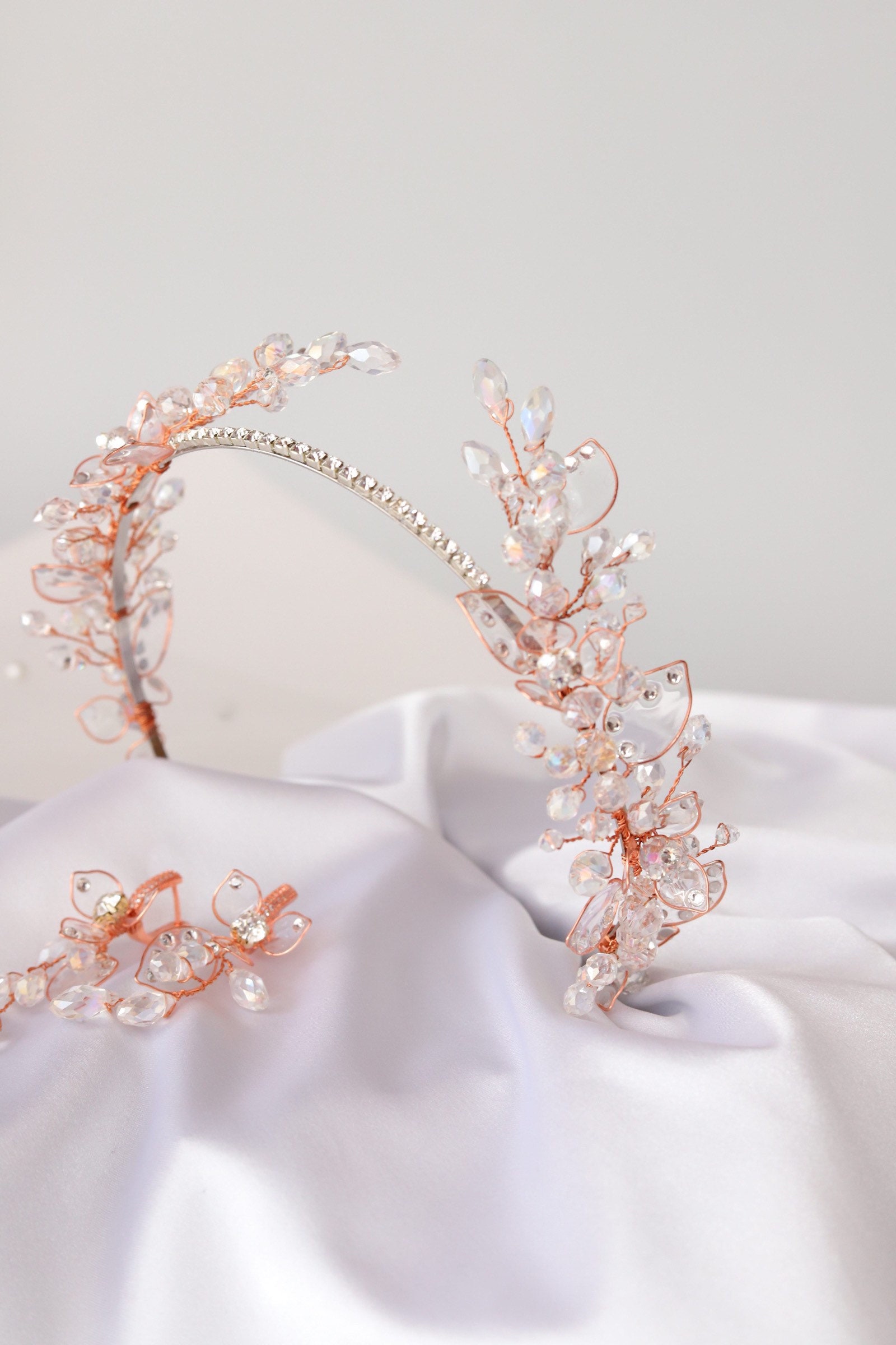 Rose Gold Tiara Wedding Tiara for a Bride Rose Gold Wedding Etsy UK