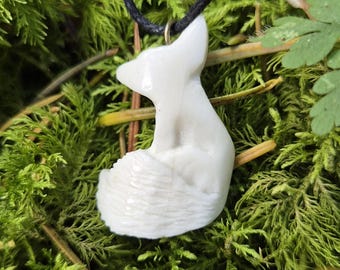 Bone Fox Pendant – Hand Carved Fallow Deer Bone Necklace | Woodland Found Totem | Animal Spirit Jewelry | Empowerment Talisman