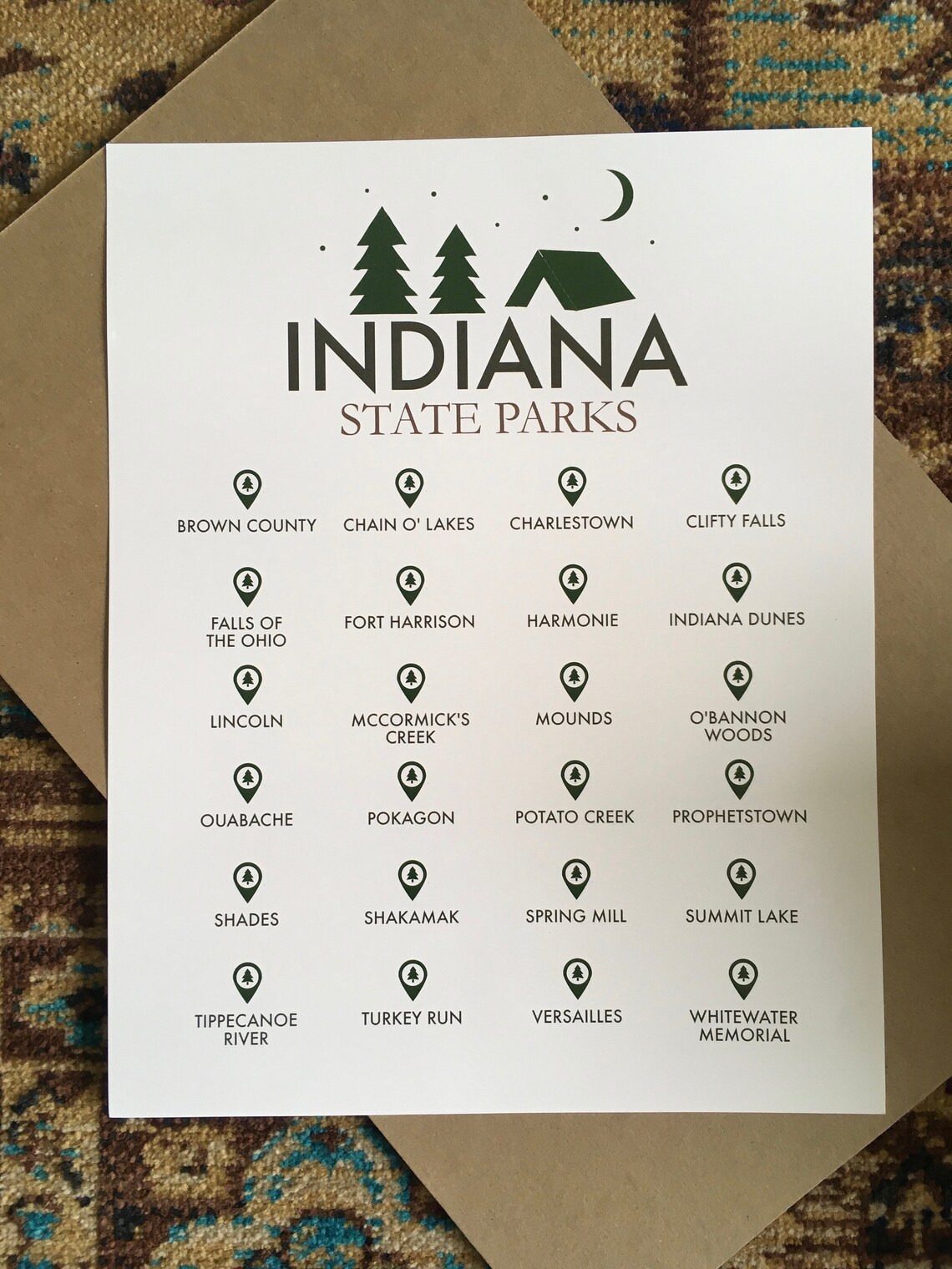 Indiana State Park Checklist Digital Print Travel Gift | Etsy