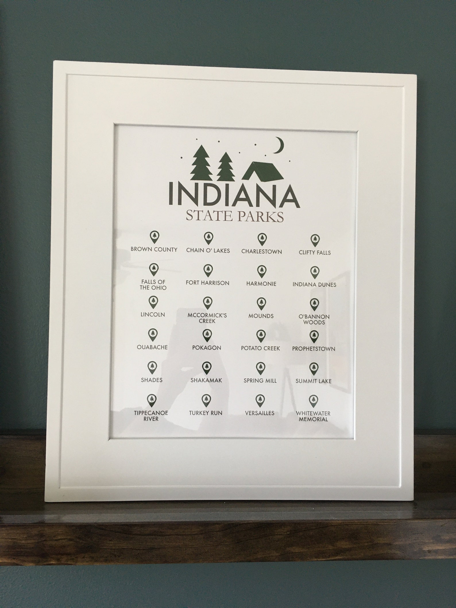 Indiana State Park Checklist Digital Print Travel Gift Etsy