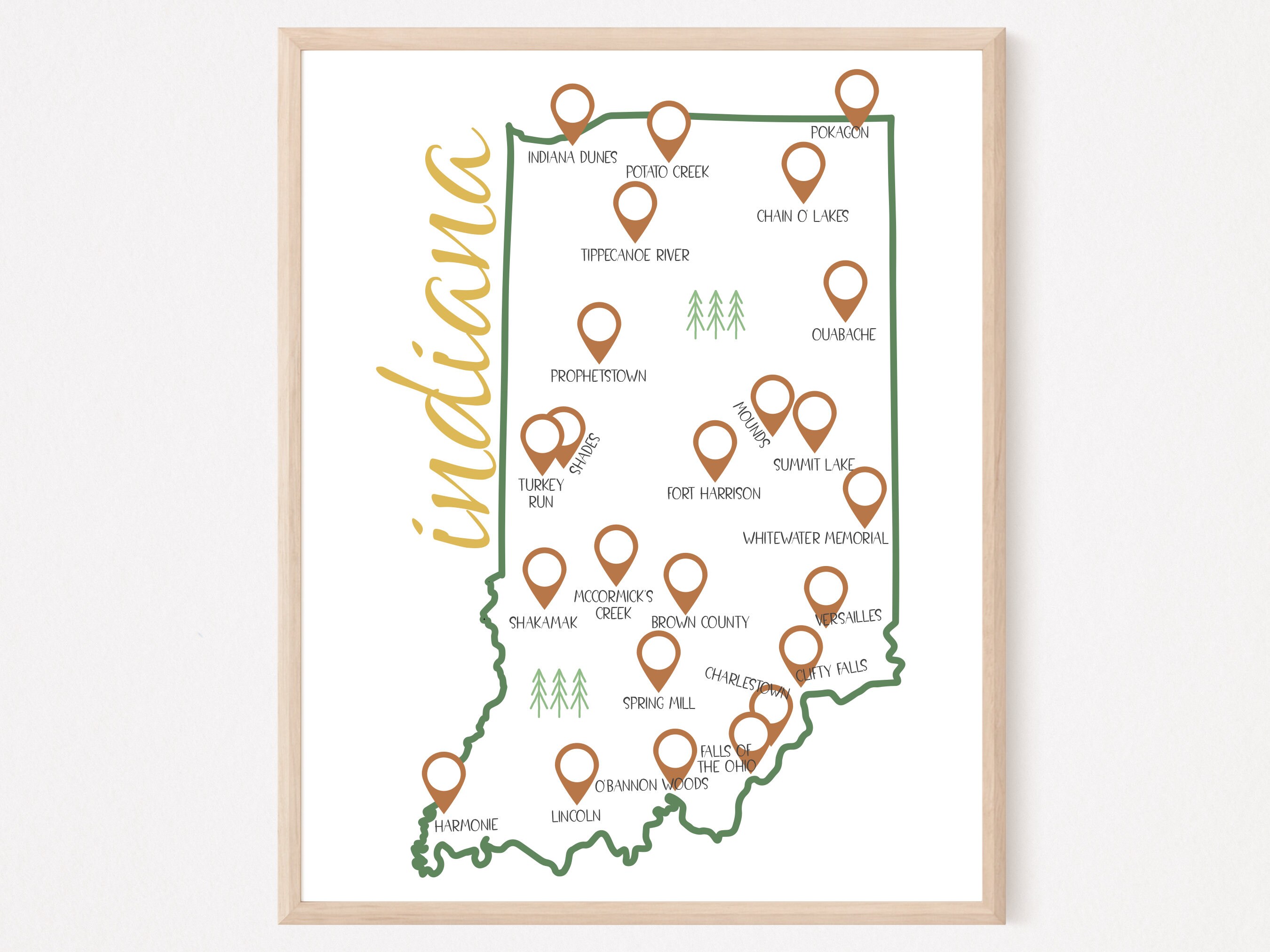 Printable Map Of Indiana State Parks Indiana State Park Checklist Printable Pdf Digital | Etsy Australia