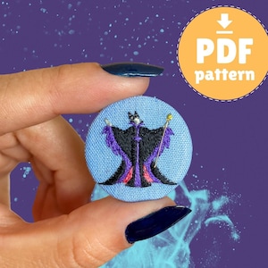 Patrón de bordado de Halloween - Patrón de bordado de la Reina Maléfica - Patrón de bordado de Villanos - Mini bordado - Maléfica
