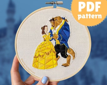 Geometric embroidery pattern - princess and prince embroidery pattern - beauty princess