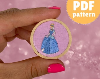 Cinderella Embroidery Pattern - Mini Princess Design (PDF Pattern)