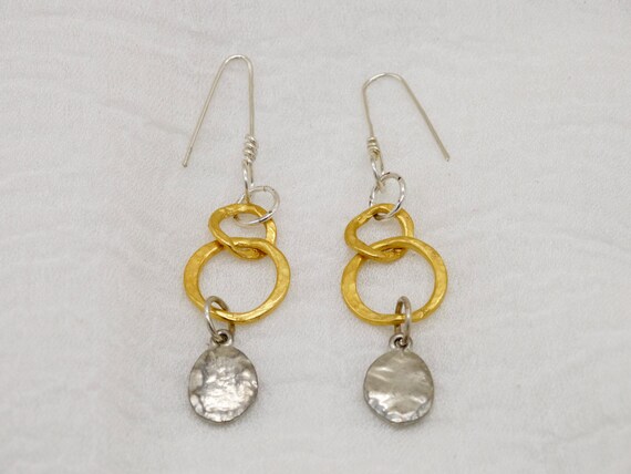 Hammered gold and silver custom ear wire earrings