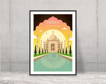 Taj Mahal Print, Taj Mahal Poster, India Print, India Poster, India Travel Poster, Agra Poster, India Wall Art, Digital Download