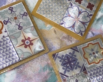 Handmade Wooden Coasters with 3D Spanish / Moroccan Talavera Tile Resin Pour