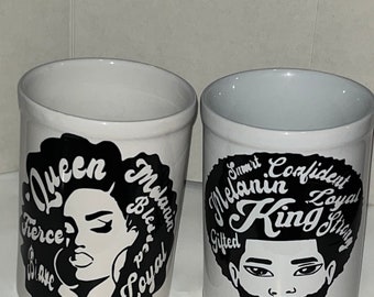 Black King & Queen Afro Magic Ermächtigung Paare Keramik Kaffeetassen Set