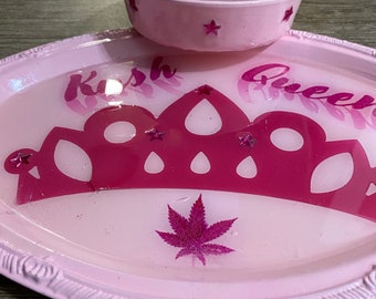 Pink K - Queen Tray & Ashtray Set