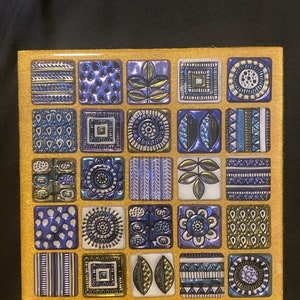 Handmade Gold & Blue/Purple Moroccan Tile Design Tile Resin Coaster