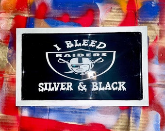 Las Vegas Raiders - I Bleed Silver & Black Man Cave Handmade Wooden Wall Hanging
