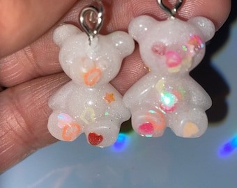 Cute „Gummie“ Bears Resin Earrings & Necklaces Any Color Handmade