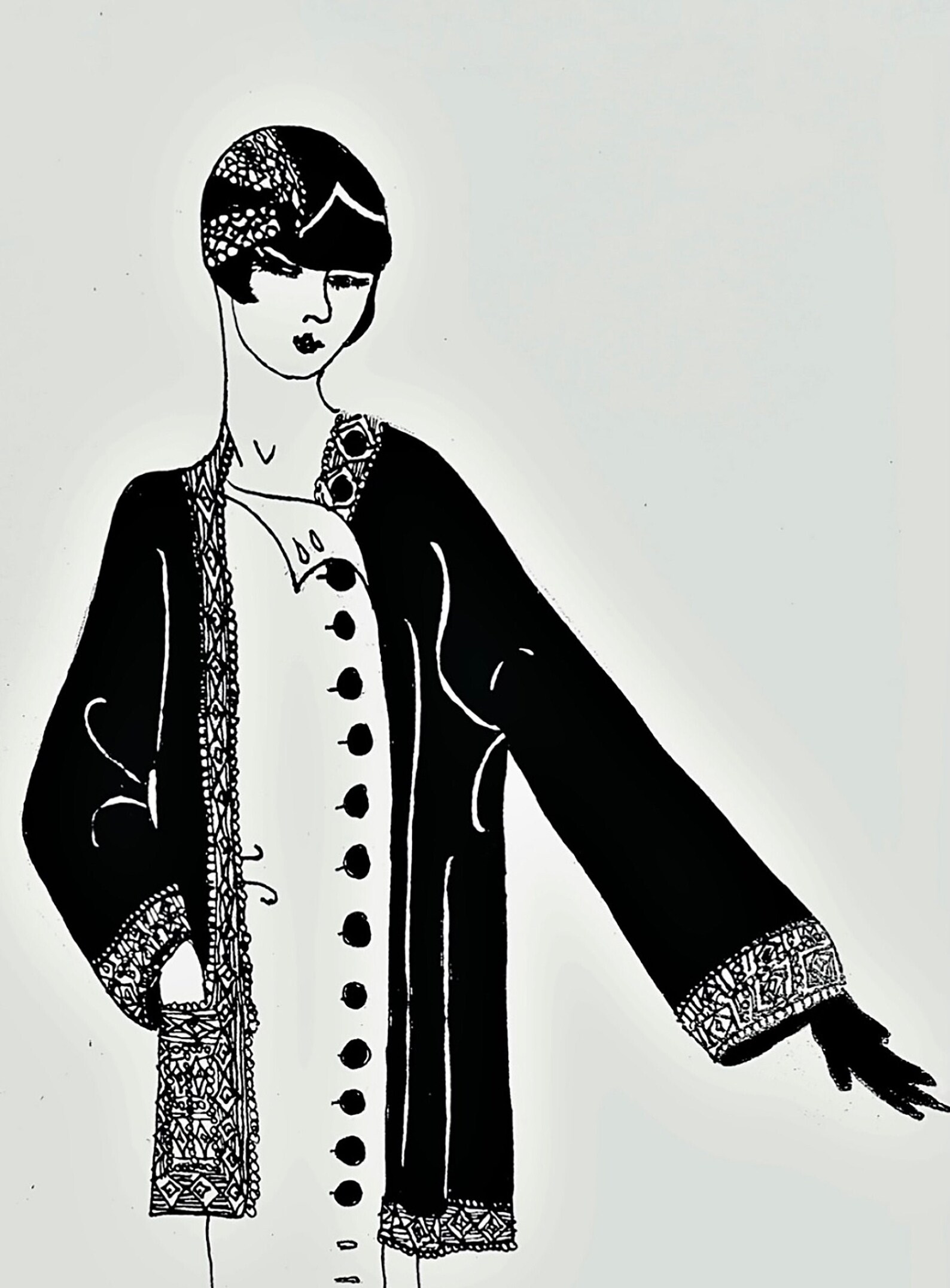 Art Deco Woman in Black and White - Etsy