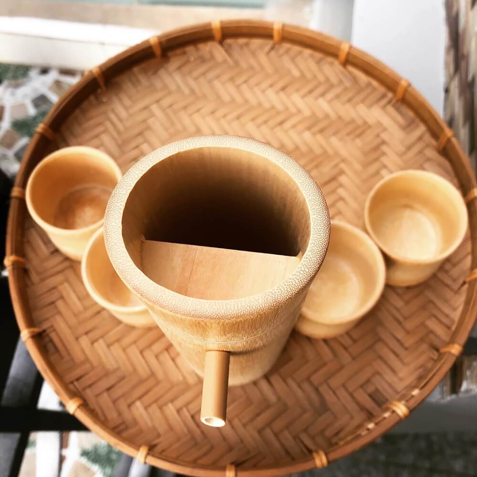 Vintage Natural Bamboo Sake Set Tea or Water with bottle and Etsy