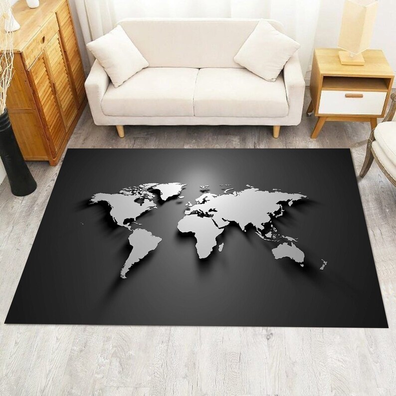 World Map Map Rug Rugs Bedroom World Map Rug Area Rugs Etsy