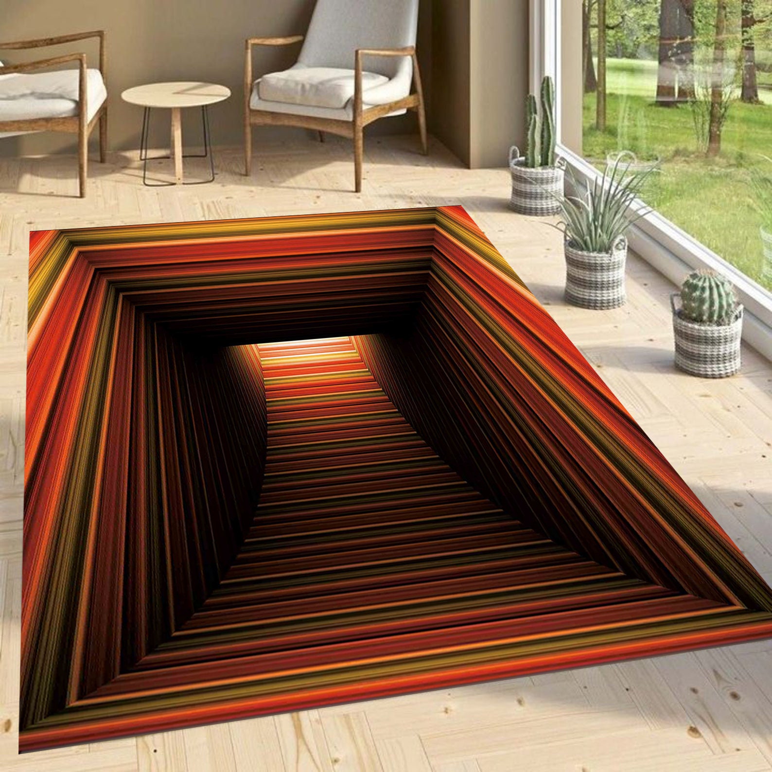 3D Printed Round Vortex Illusion Living Room Rug Carpet Floor Door